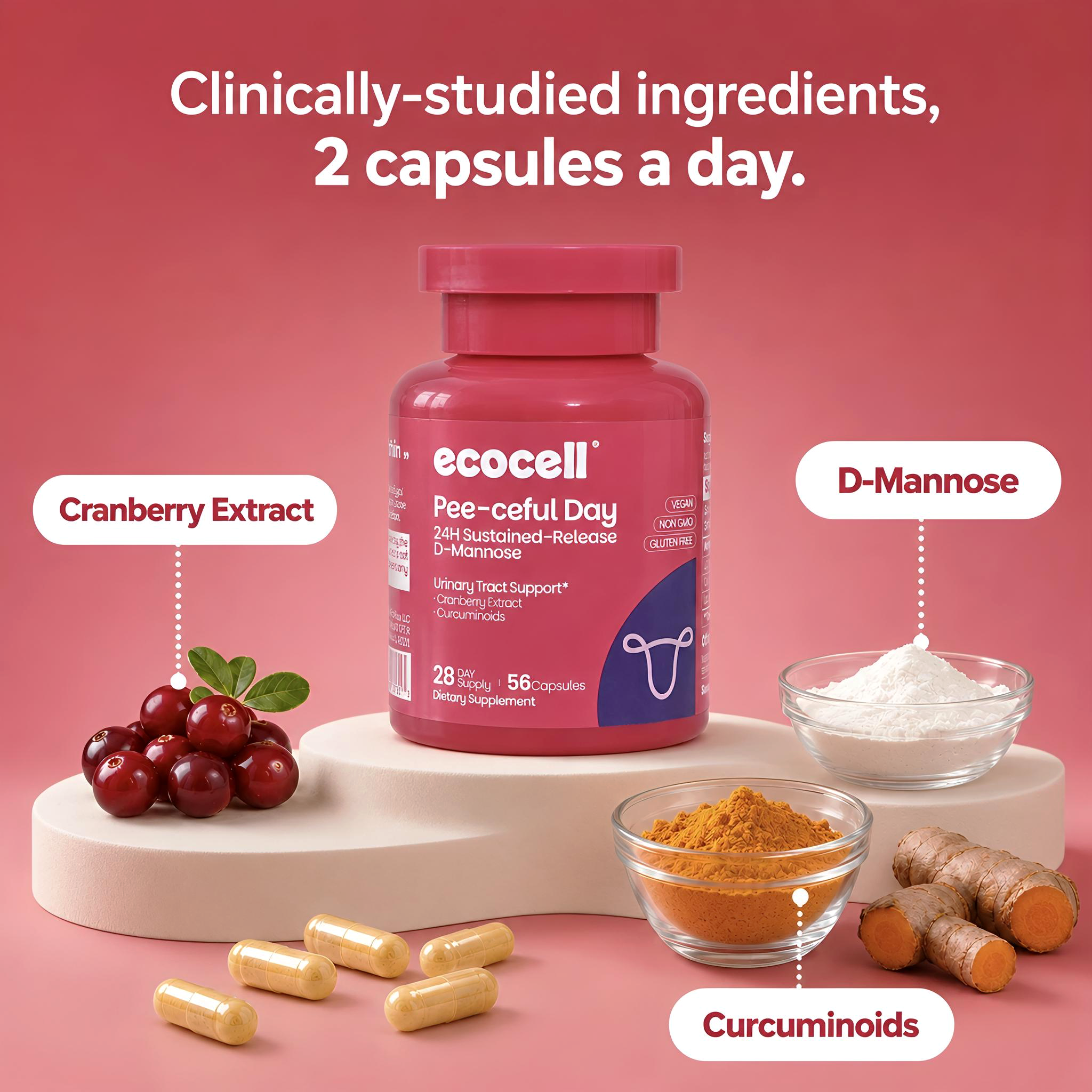 ecocell Pee-ceful Day 24H Sustained-Release D-Mannose for Urinary Tract Health