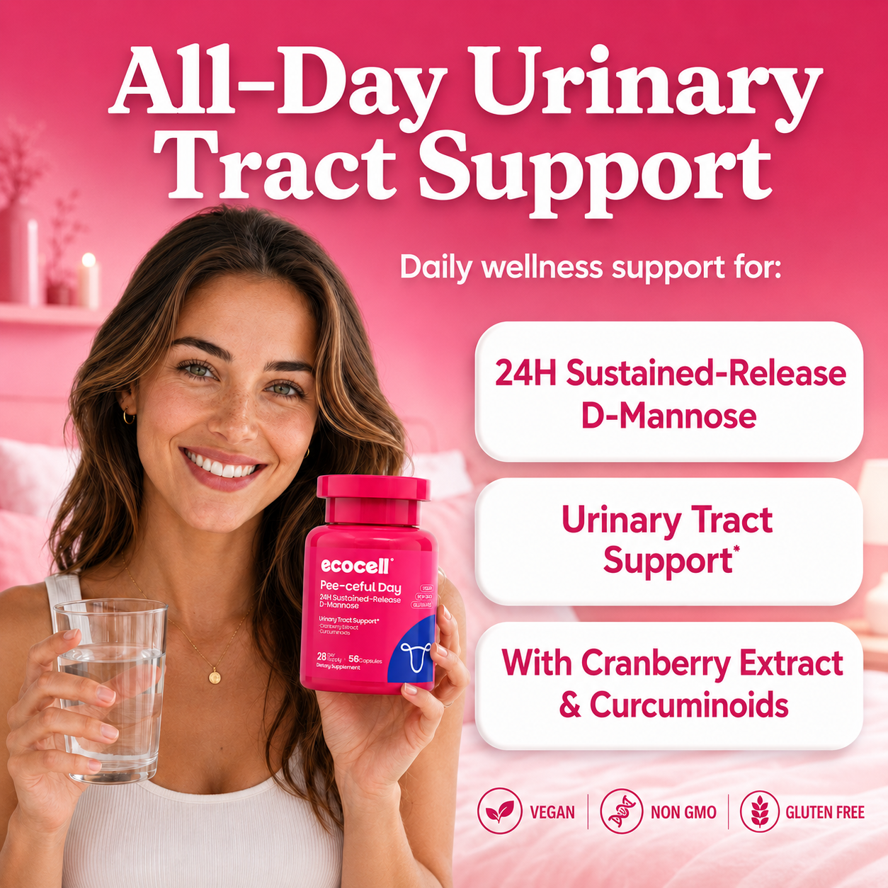 ecocell Pee-ceful Day 24H Sustained-Release D-Mannose for Urinary Tract Health